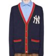 画像1: men's NY embroidery V-neck knit cardigan  NYロゴVネックニットカーディガン セーター　ジャケット　男女兼用 (1)