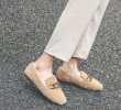 画像4: women's fursquare head flat Loafer slip-ons　ファー付きフラットローファー　パンプスバレーシューズ (4)