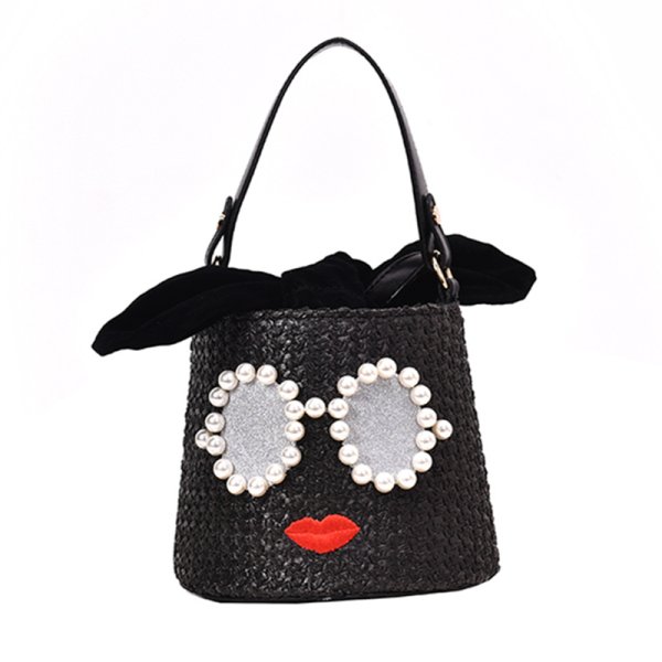 画像1: woman’s Bucket type tote shoulder bag with pearl sunglasses 　パールのサングラスが付いたトートショルダーバック トートハンドバック (1)