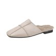 画像3: women's  simple square head temperament flat shoes  hair half drag Muller shoesファー付きシンプルフラットハーフサンダルパンプス　ミュール (3)