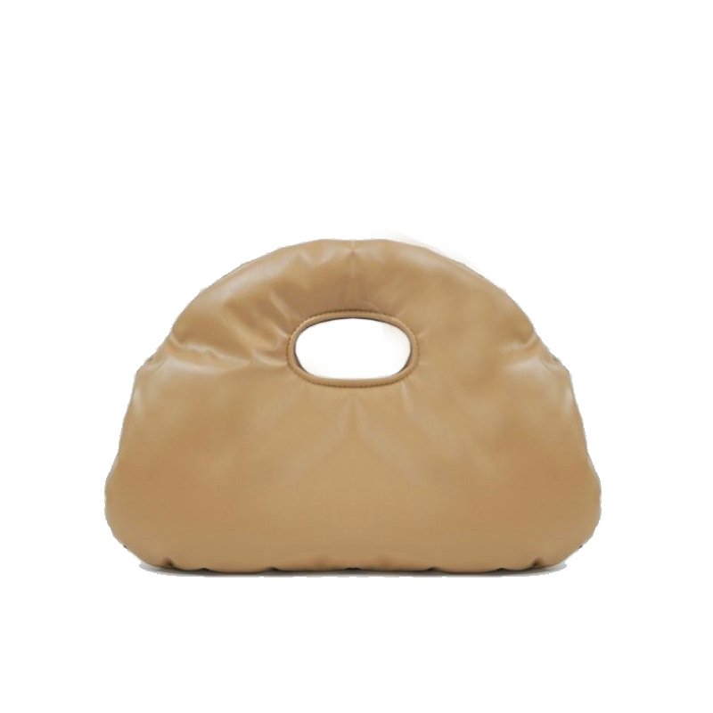 画像13: Woman’s new FW tan quilted pillow bag handbag egg bag キルトピロートート クラッチ ハンドバッグ (13)