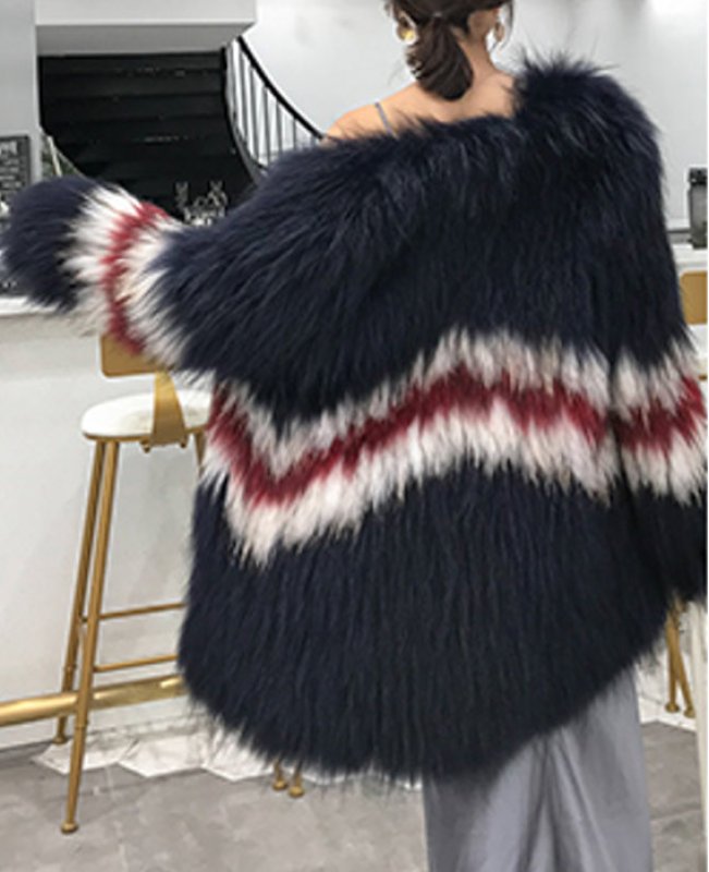 画像4: Scorpion wool woven fur coat Outwear jacket  coat  リアルフォックスファー編み込みコート ジャケット  (4)