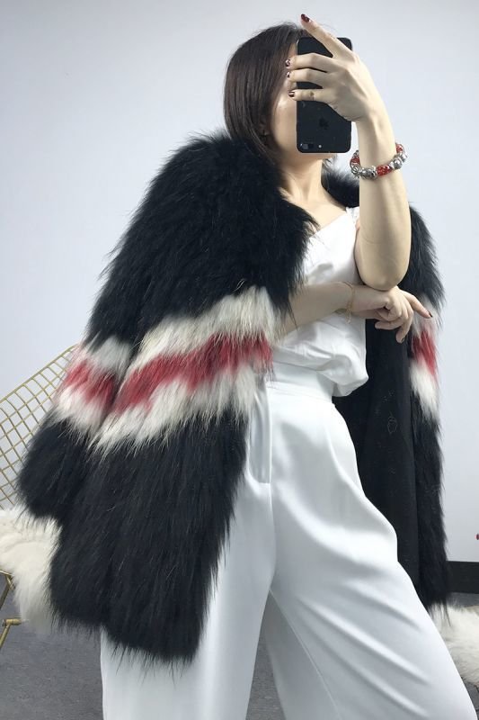 画像2: Scorpion wool woven fur coat Outwear jacket  coat  リアルフォックスファー編み込みコート ジャケット  (2)