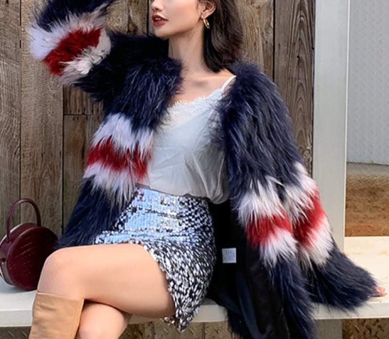 画像5: Scorpion wool woven fur coat Outwear jacket  coat  リアルフォックスファー編み込みコート ジャケット  (5)