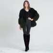 画像3: Women's Fashionable Long Sleeve Ladies Mongolian Lamb Black& Dark green bicolorFur Coat リアルモンゴリアンラムファーバイカラージャケット　コート　 (3)