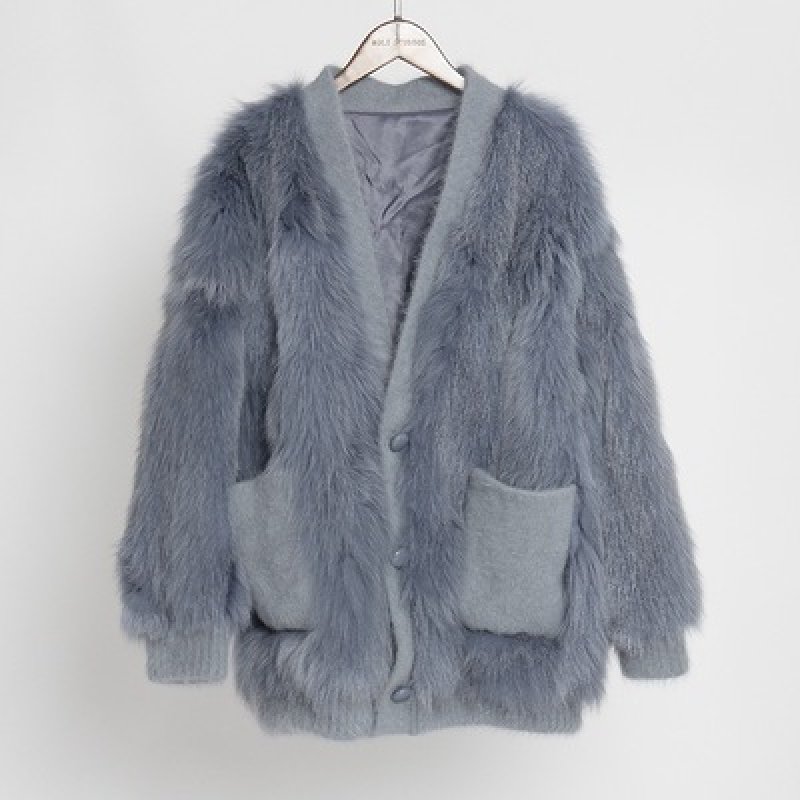 画像5: Women'sfox fur coat short western style small fragrance winter slim fashion coat リアルフォックスファーVネックカーディガンスタイルコート ジャケット  (5)