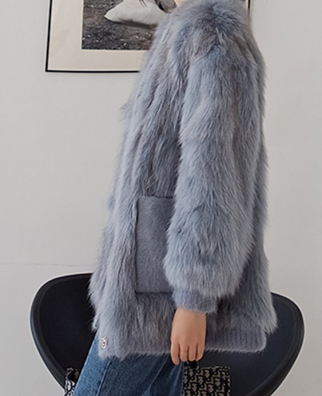 画像10: Women'sfox fur coat short western style small fragrance winter slim fashion coat リアルフォックスファーVネックカーディガンスタイルコート ジャケット  (10)