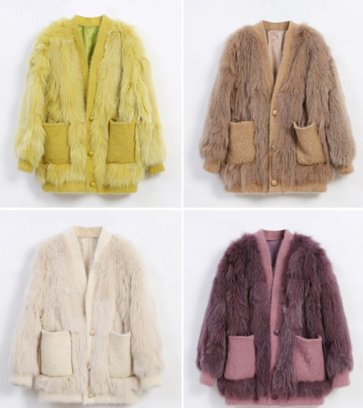 画像19: Women'sfox fur coat short western style small fragrance winter slim fashion coat リアルフォックスファーVネックカーディガンスタイルコート ジャケット  (19)