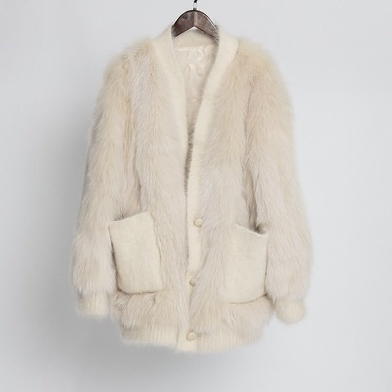 画像4: Women'sfox fur coat short western style small fragrance winter slim fashion coat リアルフォックスファーVネックカーディガンスタイルコート ジャケット  (4)