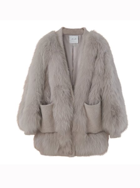 画像1: Women'sfox fur coat short western style small fragrance winter slim fashion coat リアルフォックスファーVネックカーディガンスタイルコート　ジャケット　 (1)