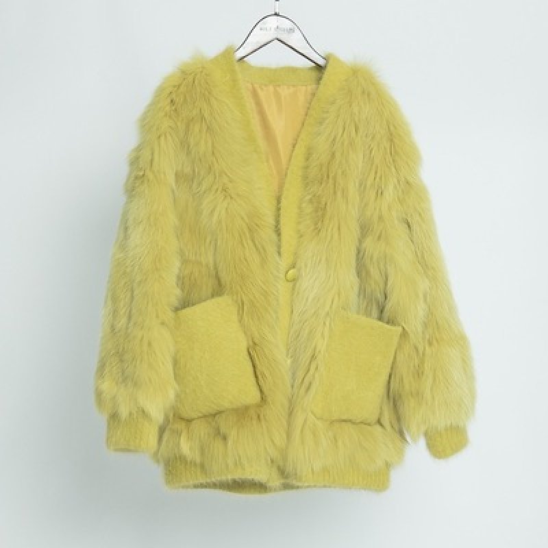 画像7: Women'sfox fur coat short western style small fragrance winter slim fashion coat リアルフォックスファーVネックカーディガンスタイルコート ジャケット  (7)