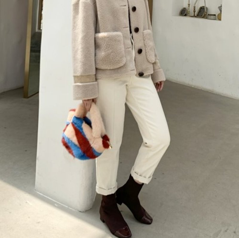 画像7: Woman’s mink fur grass fur bag fashion luxury handkerchief handbag  リアルミンクファーカラフルトートハンドバック (7)