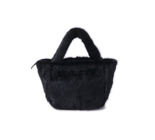 画像1: Woman’s mink fur plush handcuffs handbag リアルミンクファースクエアトートハンドバック (1)