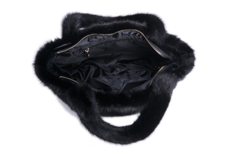 画像5: Woman’s mink fur plush handcuffs handbag リアルミンクファースクエアトートハンドバック (5)