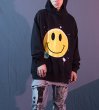 画像4: men'scartoon smile pattern print hooded sweater  ユニセックス男女兼用スマイルパターンプリントフード付きスウェット パーカー　 (4)