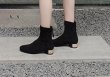 画像8:  women's   flat with leather stretch boots Martin boots メタルヒール ストレッチアンクルショートブーツ ブーティ  (8)