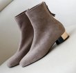 画像2:  women's   flat with leather stretch boots Martin boots メタルヒール ストレッチアンクルショートブーツ ブーティ  (2)