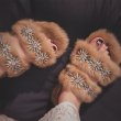 画像5: women's rabbit fur  sandals and slippers shoesラビットファービジュー付きシンプルフラットサンダル　パンプス　ミュール (5)