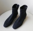 画像3:  women's   flat with leather stretch boots Martin boots メタルヒール ストレッチアンクルショートブーツ ブーティ  (3)