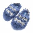 画像1: women's rabbit fur  sandals and slippers shoesラビットファービジュー付きシンプルフラットサンダル　パンプス　ミュール (1)