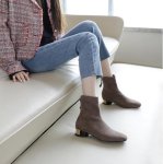 画像9:  women's   flat with leather stretch boots Martin boots メタルヒール ストレッチアンクルショートブーツ ブーティ  (9)