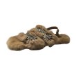 画像2: women's rabbit fur  sandals and slippers shoesラビットファービジュー付きシンプルフラットサンダル　パンプス　ミュール (2)