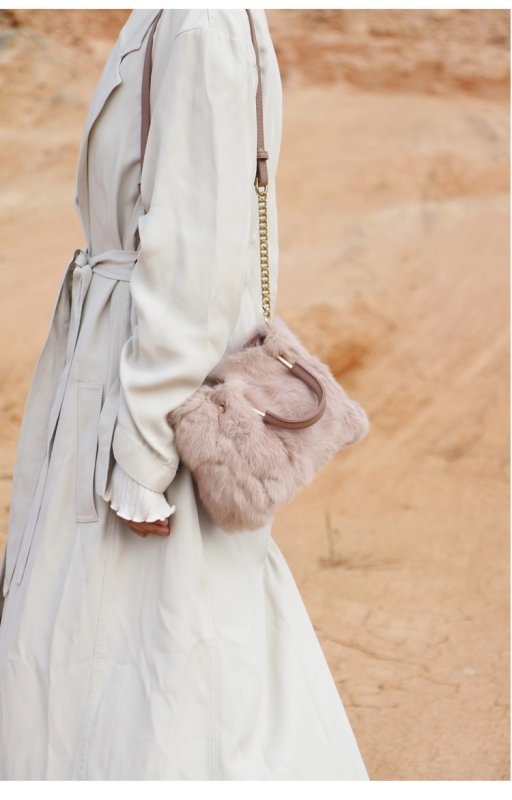 画像8: Woman’ rabbit fur plush portable fur bag handbagモコモコラビットファースクエアトートショルダー ハンドバック メンズにも (8)