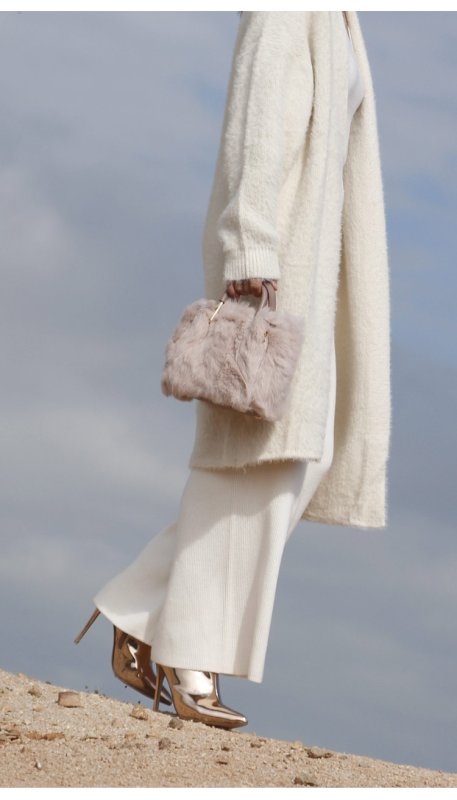 画像5: Woman’ rabbit fur plush portable fur bag handbagモコモコラビットファースクエアトートショルダー ハンドバック メンズにも (5)