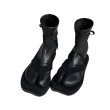 画像2:  women's  flat straps short boots Japanese Ninja tabi shoes elastic boots  フラットストラップショート足袋　忍者ブーツ　フラット本革レザーブーツ  (2)
