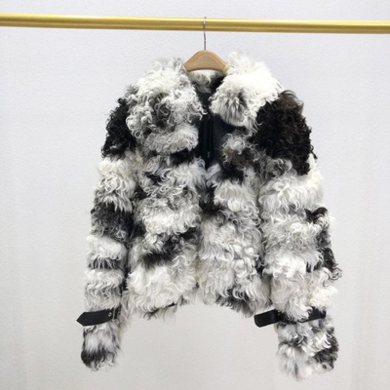 画像13: Women's imported Tigado wool fur leather lamb short coat ラムモコモコファーショートコート ジャケット  (13)