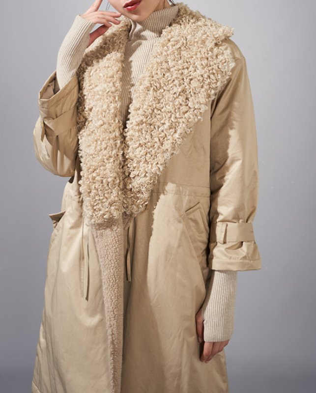 画像2: Women's  loose cotton coat  ファー付きコットンコート ジャケット  (2)