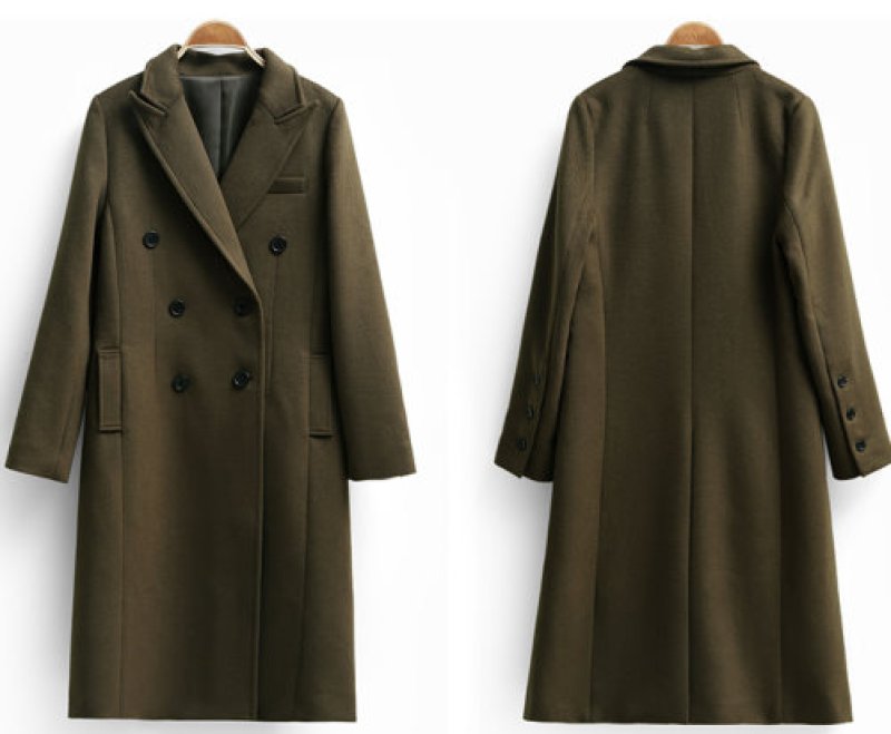 画像8: Women's  straight long double woolen coat  ウールダブルブレストロング コート ジャケット  (8)