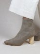 画像8:  women's  leather small square head elastic round wood with ankle boots casual zipper high-heeled bare boots short boots  本革レザーバックジップアンクルハイヒールベアブーツブーツ (8)