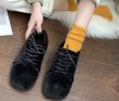 画像3: women's square head with velvet shoes  flat single shoes　レースアップモコモコフラットシューズ　バレーシューズ　スニーカー (3)