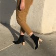 画像7:  women's  leather small square head elastic round wood with ankle boots casual zipper high-heeled bare boots short boots  本革レザーバックジップアンクルハイヒールベアブーツブーツ (7)
