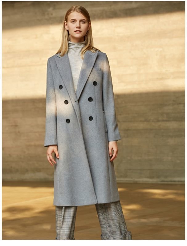画像5: Women's  straight long double woolen coat  ウールダブルブレストロング コート ジャケット  (5)