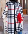 画像6: Women's  British style black and white red striped woolen coat loose coat 　ウールブリティッシュスタイルチェックロング コート　ジャケット　 (6)