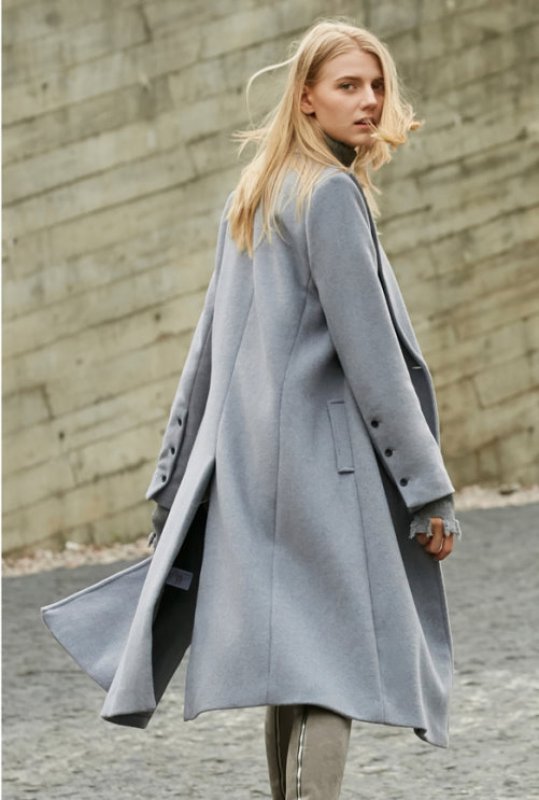 画像7: Women's  straight long double woolen coat  ウールダブルブレストロング コート ジャケット  (7)