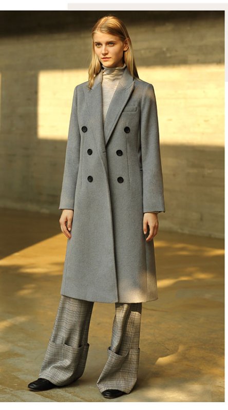 画像4: Women's  straight long double woolen coat  ウールダブルブレストロング コート ジャケット  (4)