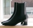 画像4:  women's  leather square head with Chelsea boots  ankle boots short boots  本革レザーチェルシーブーツアンクルスクエアヒールブーツ (4)