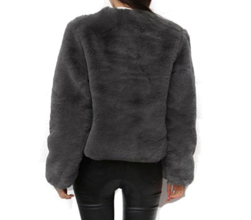 画像4: Women's  imitation rabbit fur grass short jacket  エコラビットファーシンプルジャケット ショートコート (4)