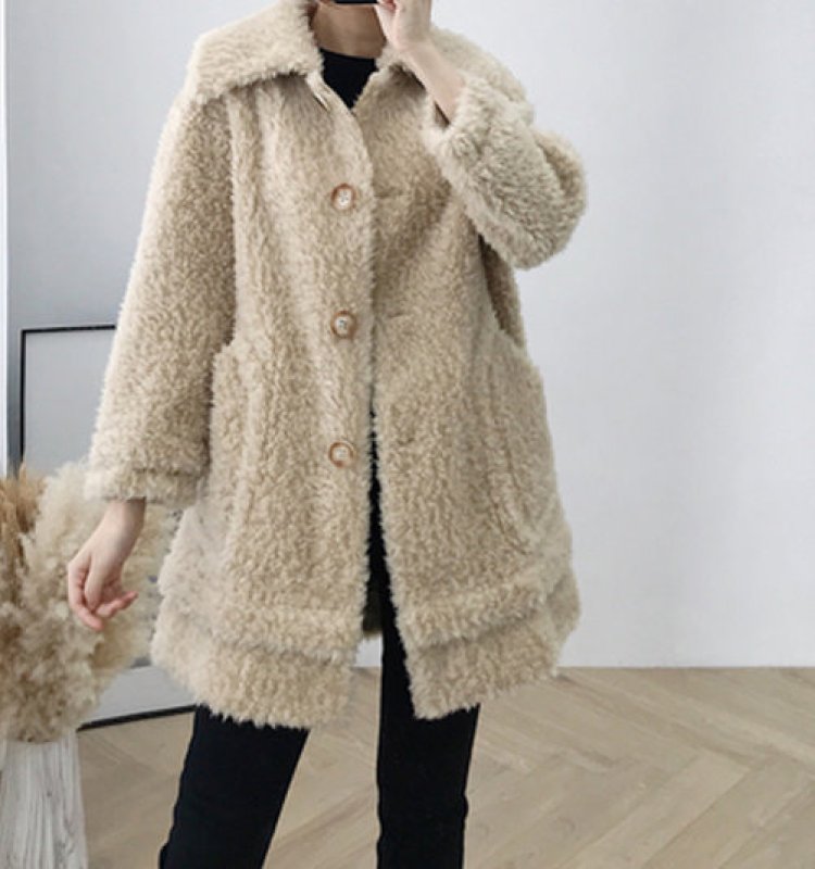 画像2: Women's Australian imports of velvet sheep shearing jacket loose long  fur coat  リアルシープスキンシャーリングコート ジャケット  (2)