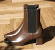 画像3:  women's  leather square head with Chelsea boots  ankle boots short boots  本革レザーチェルシーブーツアンクルスクエアヒールブーツ (3)