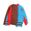 画像1: women'smatching color slanting door zipper irregular contrast color cardigan　アシンメトリージップアップカーディガン　セーター　ジャケット (1)