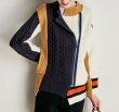 画像6: women'smatching color slanting door zipper irregular contrast color cardigan　アシンメトリージップアップカーディガン　セーター　ジャケット (6)