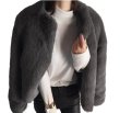 画像1: Women's  imitation rabbit fur grass short jacket 　エコラビットファーシンプルジャケット　ショートコート (1)