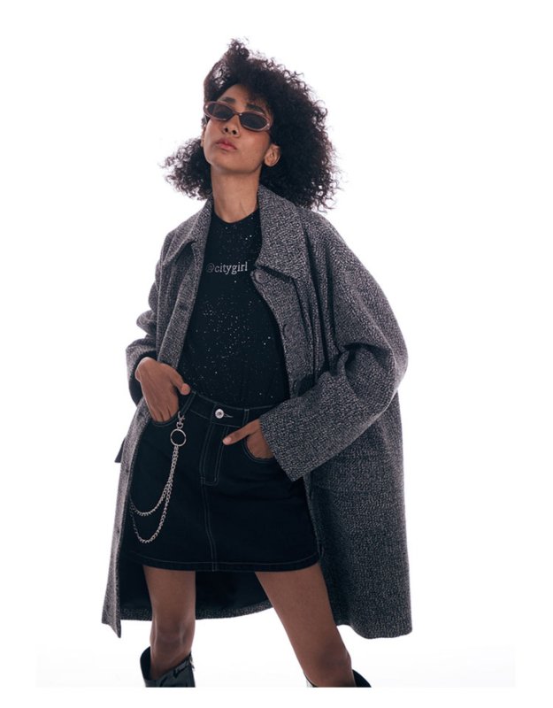 画像5: Women's  Grey snowflake coat  シンプルグレーロングコート ジャケット (5)