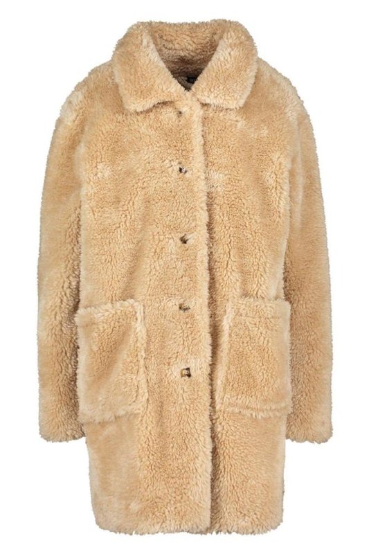 画像6: Women's  imitation Teddy Faux Fur long Coat テディベア エコファーシンプルコート (6)