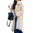 画像3: Women's  Faux Lambswool Long Sleeve Turn Down Collar Loose Thicken Woolen Coat Warm Long Outwear　エコファーシンプルテーラードロングコート (3)