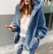 画像7: Women's Lamb fluffy hooded sweater  エコファーシンプルフーディーブルゾン ジャケットコート (7)